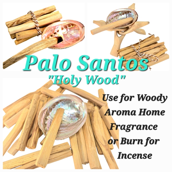12pc Palo Santo Aromatic Premium Organic Holy Wood Abalon Shell Holder Stand Set - Picture 1 of 12